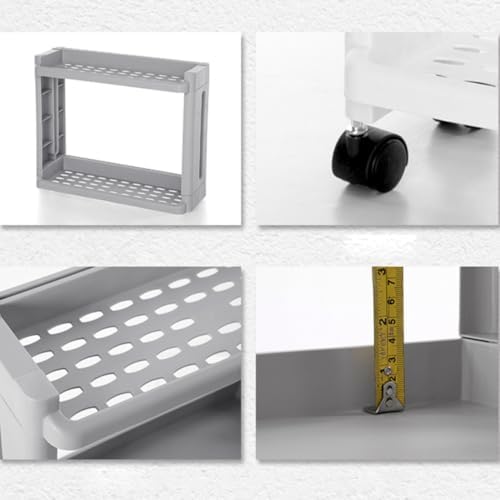 Gap Storage Tower 3-Tier PP Slide out Rack for Narrow Spaces | Movable White Design, Home or Kitchen Use, Bath and PET Supply Organizer, Practical Slim Cupboard Solution