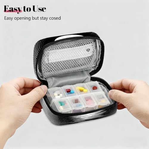 Travel Pill Organizer Black White Dot Sunset Pattern Small Pill Case