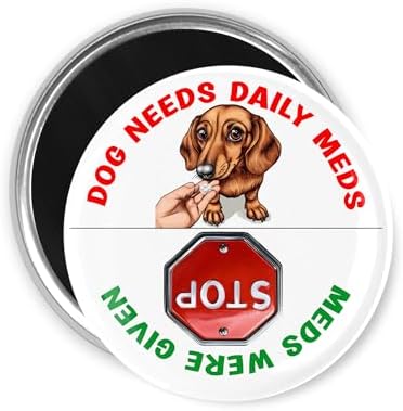 Dog Pill Tracker Dachshund Fridge Magnet Pet Medication Reminder | 3.5 Inch