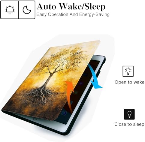 for Microsoft Surface Pro 11/10/9-13" 2024/2022 Tablet Case,Auto Wake/Sleep,Adjustable Stand Protective Cover - Golden Life Tree
