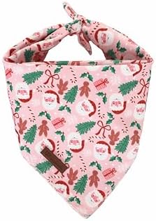 Christmas Dog Bandana–Christmas Red & Green Plaid Triangle Scarf for Small Medium Large Dogs, Soft Cotton Pet Bib for Winter & New Year, Adjustable Dog Kerchief