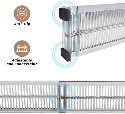 Pack of 4 Drawer Dividers, Adjustable Organiser Made of Crystal Clear Acrylic, Height 8 cm (27.5-51 cm Length), Includes Side Panels and Non-Slip Pads, for Kitchen, Bathroom, Office, Bedroom