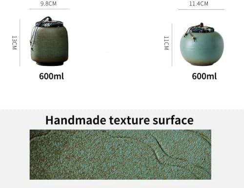 KKEKOS Handmade Green Clay Porcelain Tea Tin Tea Storage Tea Caddy Tea Canister Container Traditional Tea Jar (TYPE1)