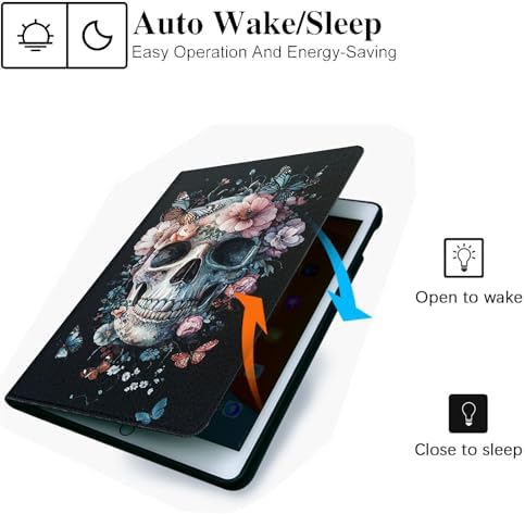 for Microsoft Surface Pro X/Pro X Plus-13 2019/2020/2021/2024 Tablet Case,Auto Wake/Sleep,Adjustable Stand Protective Cover - Skull Flower