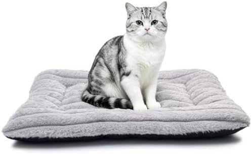 20 Inch Ultra Soft Comfy Pet Bed, Tiny Dog Bed, Washable Anti-Slip Crate Pad Sleeping Cushion Mat for XX-Small Dogs, Indoor Cats & Cat Carrier, Light Gray