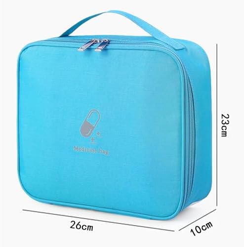Large First Aid Bag Empty, Portable Travel Pill Bag Double Zipper First Aid Pouch with Handle for Family Outdoors Hiking Camping Car Office Workplace (Blue)