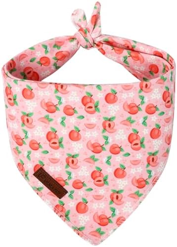 Peach Dog Bandana, Summer Peach Puppy Bandana for Small Medium Dog, Cotton Peaches Pet Triangle Bid Scarf Kerchief for Girl Boy Dogs or Cats