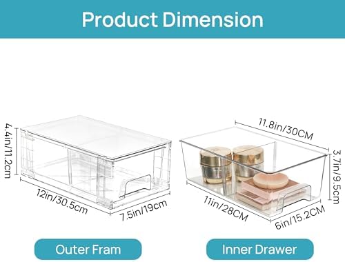 Vtopmart 4 Pack 7" and 4 Pack 4.4" Clear Assemble Storage Drawers
