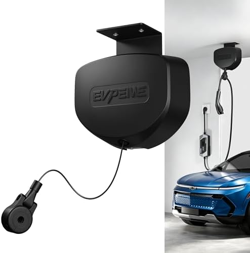 Flexible Charging EV Charger Cable Retractor, 11.5ft Self-Locking Automatic Retractable Cable Organizer for Electric Vehicle Charging, Universal Fits Most EV Charging Cables