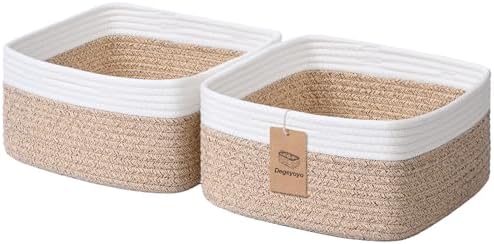 Storage Baskets for Shelves, 2 Pack Shallow Basket