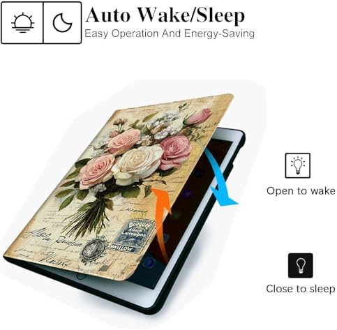 for Microsoft Surface Pro 8-13" 2021 Tablet Case,Auto Wake/Sleep,Adjustable Stand Protective Cover - Vintage Rose Bouquet