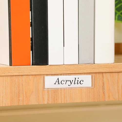 Epakh 50 Pcs Self Adhesive Label Holders 1.2 x 4.3 in Shelf Tag Pockets | Insert Card Sleeves for Storage Bin Shelving Warehouse Office Retail Drawer Mailbox Organization Identification