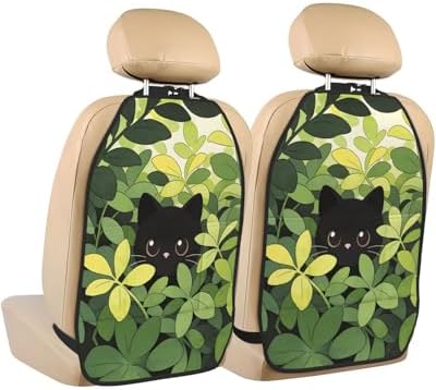 Car Seats Back Protector 2 PCS - Cat in The Grass | with 3 Storage Pockets, Shield Seats From Dirt, Mud Scratches, Fits Cars SUVs Trucks and Jeeps