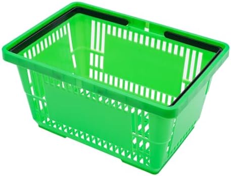12 Pack Shopping Baskets with Handles, 18 L Plastic Shopping Cart(Green)
