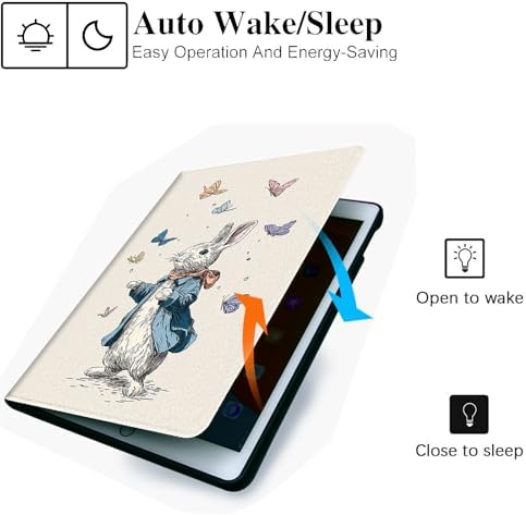 for Microsoft Surface Pro X/Pro X Plus-13 2019/2020/2021/2024 Tablet Case,Auto Wake/Sleep,Adjustable Stand Protective Cover - Butterfly Rabbit