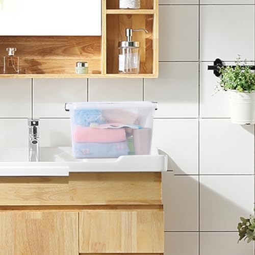 4-Pack 10.5 Quart Clear Plastic Latch Storage Boxes with Lid