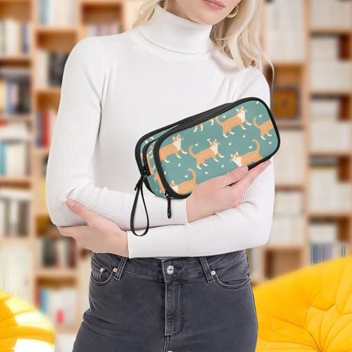 Pet Cat Paw Print Pencil Case Large Capacity Pen Bag School Office Stationery Organizer Zipper Pencil Pouch for Teen Girls Boys Adult