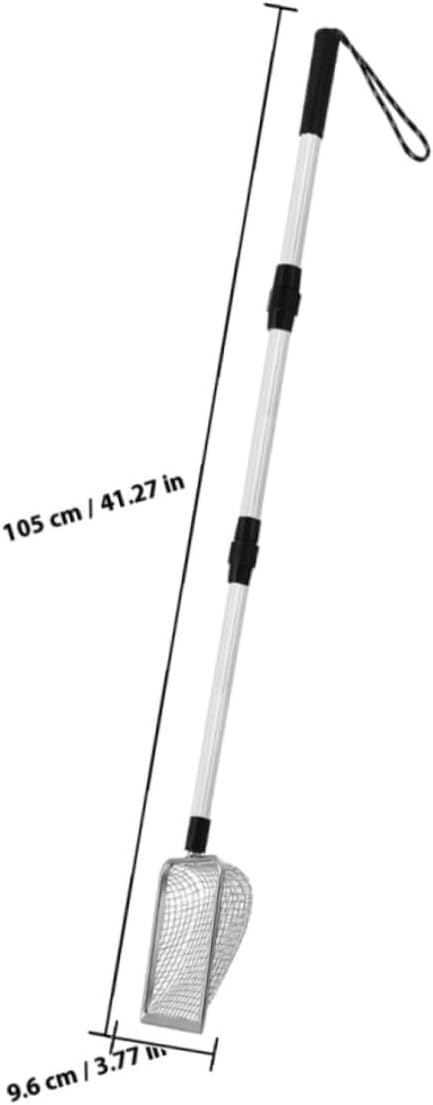 Telescopic Stainless Steel Cat Litter Scoop with Ergonomic Non-Slip Handle Lightweight Mesh Shovel for Easy Cleaning and Compact Storage Pet Waste Scooper with Extendable Handle