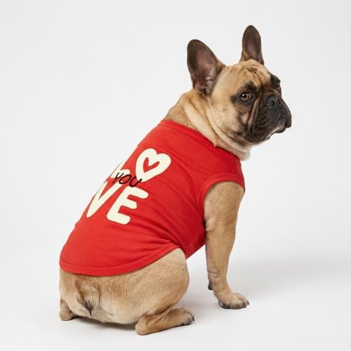 Fitwarm Love You Dog Shirt, Funny Valentines Outfit for Small Dogs Boy Girl, Festive Pet Clothes, Red, White, Medium