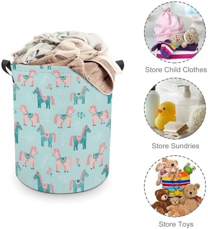 Waterproof Clothes Hamper with Handles Flowers Floral Horse Couple Art, Collapsible Basket for Laundry, Toy, and Bedroom Storage Solutions