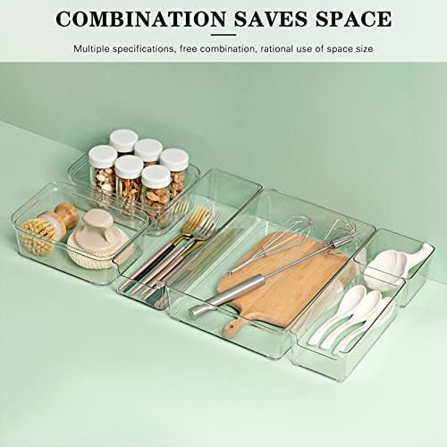 VALINK Clear Plastic Drawer Organizer, Desk Drawer Dividers Refrigerator Organizer Bins Clear Organizing Bins Plastic Storage Small Box, Makeup Organizer Drawers Storage Small Square Box