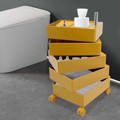 Storage Cabinet 360° Rotating Sofa Side Cabinet (Yellow)