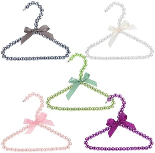 5pcs Pearl Appearance Dog Clothes Rack with Bowknot Decor Abs Material Pet Clothes Hangers for Organizing Pet Clothing Stylish and Functional