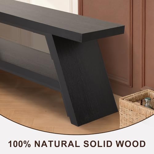 2-Tier Shoe Storage Bench, Solid Wood Entryway Stool Storage | Narrow Shoes Racks for Entryway, Minimalist Multi-Purpose Bench for Hallway, Kitchen, Bedroom, or Dining Room