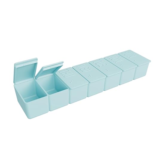 Ezy Dose Weekly (7-Day) Pill Organizer, Large Medicine Planner, Teal | Compact Daily Vitamin & Supplement Medicine Case, Pop Up Compartments, Embossed Matte Design, Travel-Friendly, BPA-Free