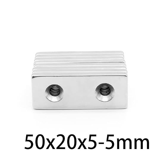 1/2/5/10PCS 50x20x5-5mm Big Strip Block Holes 5mm 50 * 20 * 5-5 Thick Quadrate Permanent NdFeB Sheet 50x20x5-5 Magnets(10PCS)