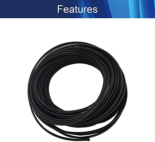Jutagoss PET Expandable Braided Cable Sleeve, 32.8ft - 1/4 inch Black Cable Management Sleeve, Wire Loom Tube Cord Protector for USB Cable, Power Cord, Audio Video and More, 1Pc