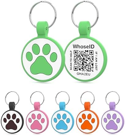 Personalized Dog Tag, Laser Engraving QR Code, Silicone Dog ID Tag, Pet Online Profile, Scan QR Code Send Location, Collar Harness Accessories (Medium to Large Breeds - 1.25", Green)