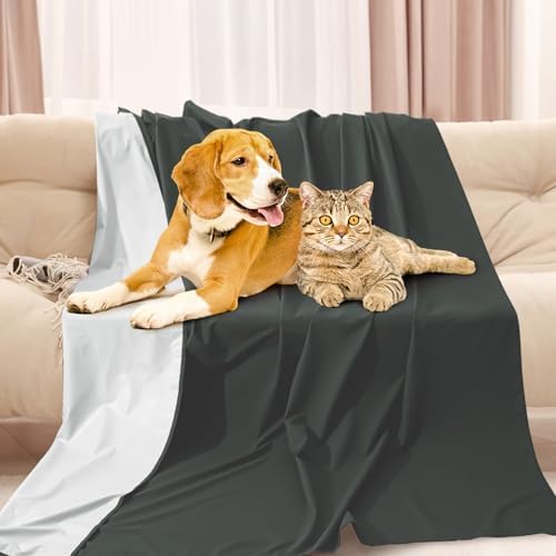 Tisancy Lightweight Waterproof Blanket Queen Size, 78" x 82" Thin Summer Bed Protector Sheet with TPU Layer, Washable Stain Resistant Mattress Cover for Bed, Sofa and Pet Use, Black