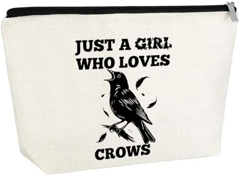 Crow Lover Gifts Makeup Bag Crow Gifts for Women Crows Themed Gift Black Crows Cosmetic Bag Bird Watching Gift Bird Lover Birthday Christmas Graduation Gift for Friend Daughter Colleague Sisters