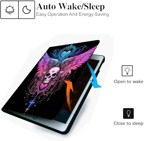 for Microsoft Surface Pro 11/10/9-13" 2024/2022 Tablet Case,Auto Wake/Sleep,Adjustable Stand Protective Cover - Skull Wings