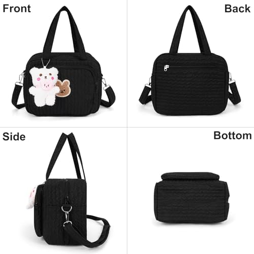 Lushandy Baby Diaper Bag Tote, Mom Bag Crossbody Diaper Bags Baby Travel Bags for Girl Pañaleras Para Bebe (Black, Small)
