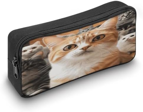 Funny Pet Cat Makeup Bag Zipper Pouch Cosmetic Bag | Pen Bag-Reusable-Large capacity with Double Zippers for Office Pencil Case,Business Travel and girl makeup bag,Small Toolbox
