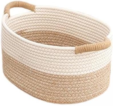 Woven Rope Storage Basket Household Sundries Storage Bin Toy Storage Basket Cat Dog Toy Basket with Handle Stackable Rope Material Suitable for Gift