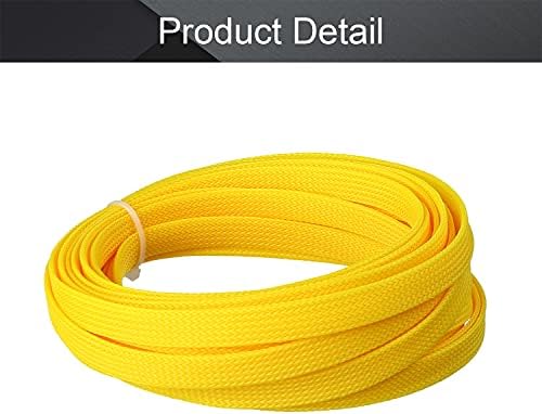 Othmro 5m/16.4ft PET Expandable Braid Arrange Cable Sleeving Flexible Wire Mesh Sleeve Yellow,for TV Audio PC Cords Protect from Pets Chewing