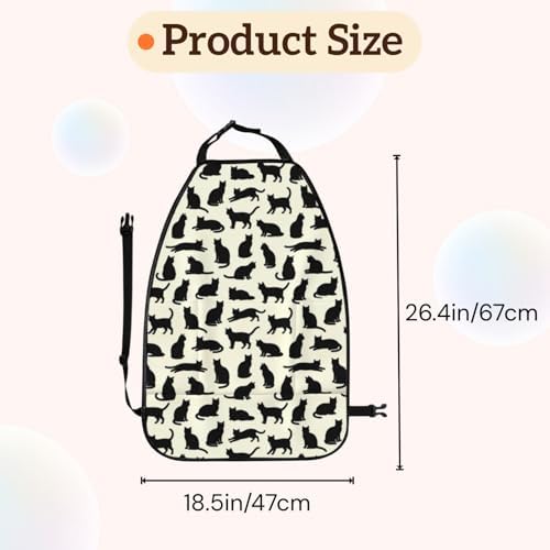 Car Seats Back Protector 2 PCS - Black Cat | with 3 Storage Pockets, Shield Seats From Dirt, Mud Scratches, Fits Cars SUVs Trucks and Jeeps