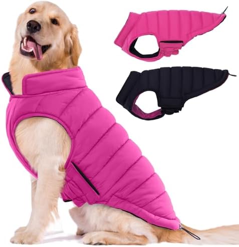 Lelepet Reversible Dog Coat Windproof Dog Puffer Jacket Lightweight Vest