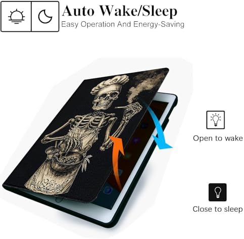 for Microsoft Surface Pro 7 Plus,Surface Pro 7/6/5/4 12.3" Tablet Case,Auto Wake/Sleep,Adjustable Stand Protective Cover - Skeleton Chef