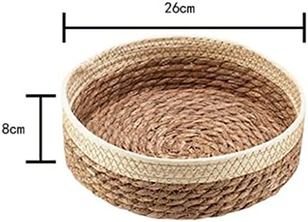 Storage Basket Woven Straw Basket Laundry Hamper Organizer Bin with Lightweight Washable Body for Clothes Towels Bed Sheets and Pet Accessories, Beige and Brown M