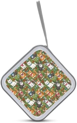 CD Cases 40 Capacity Flower Garden Cats Hard Shell Case DVD Holder Wallet | Disc Organizer Storage Binder, Kittens Flower Garden Cats Portable Zipper and Strap, for Home Car Travel