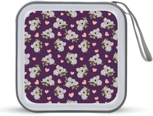 Protective DVD Case Holder Koala, 40-Capacity Hard Plastic Binder with Zipper, Portable CD Organizer for Car Home