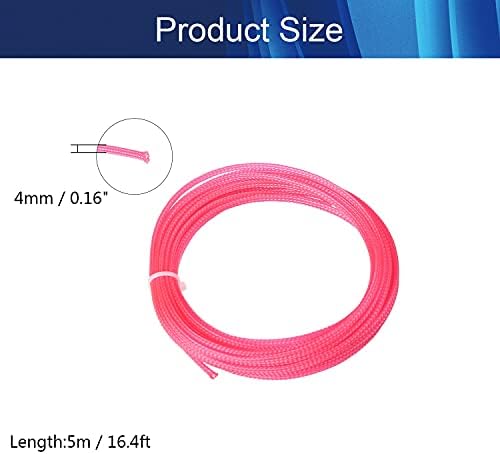 Jutagoss PET Expandable Braided Cable Sleeve, 16.4ft - 3/16 inch Pink Cable Management Sleeve, Wire Loom Tube Cord Protector for USB Cable, Power Cord, Audio Video and More, 1Pc