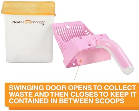 Neater Pet Brands Neater Scooper XL Cat Litter Scoop, 60 Refill Bags – Extra-Large Capacity Mess-Free Cat Litter Scooper with Bag for Large & Multiple Cats, Spill-Proof Litter Box Scooper with Holder