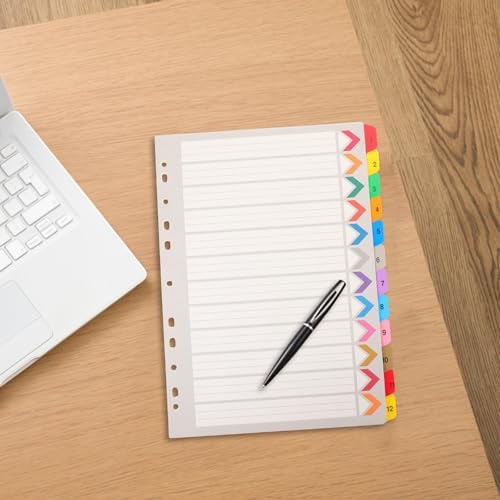 Uonlytech 12 Sheets Binder Dividers Tabs with Pet Paper Notebook Separators for Loose-Leaf Notebooks Household and Office Organizers Quick Reference Index Labels