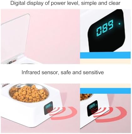 Zopsc Automatic Cat Feeder with Infrared Sensor, Removable Bowl, Battery Powered Intelligent Opening Lid Dog Feeder for Indoor Pets