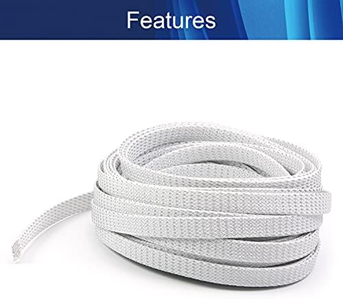 Jutagoss PET Expandable Braided Cable Sleeve, 32.8ft - 3/8 inch Silver White Cable Management Sleeve, Wire Loom Tube Cord Protector for USB Cable, Power Cord, Audio Video and More, 1Pc